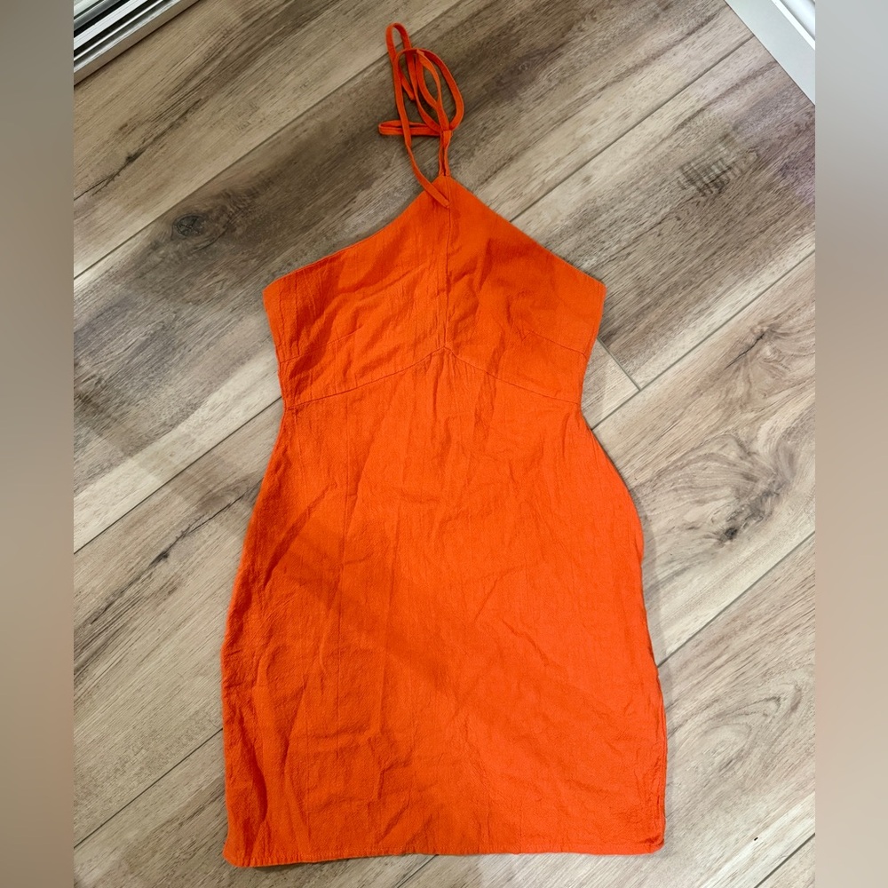 In The Style Orange Halter Neck Mini Dress